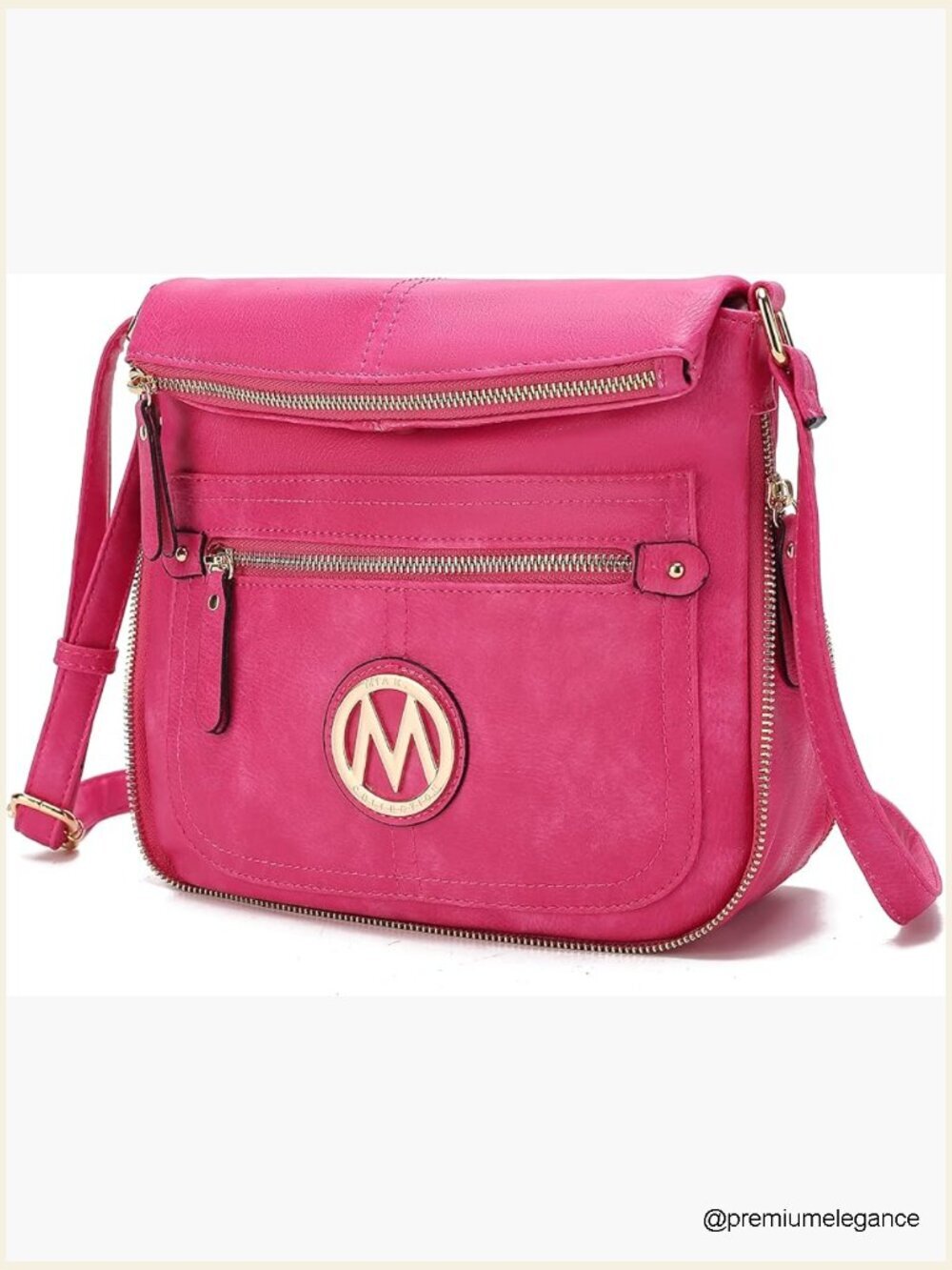 Small PU Leather Crossbody Messenger Purse with Multiple Pockets